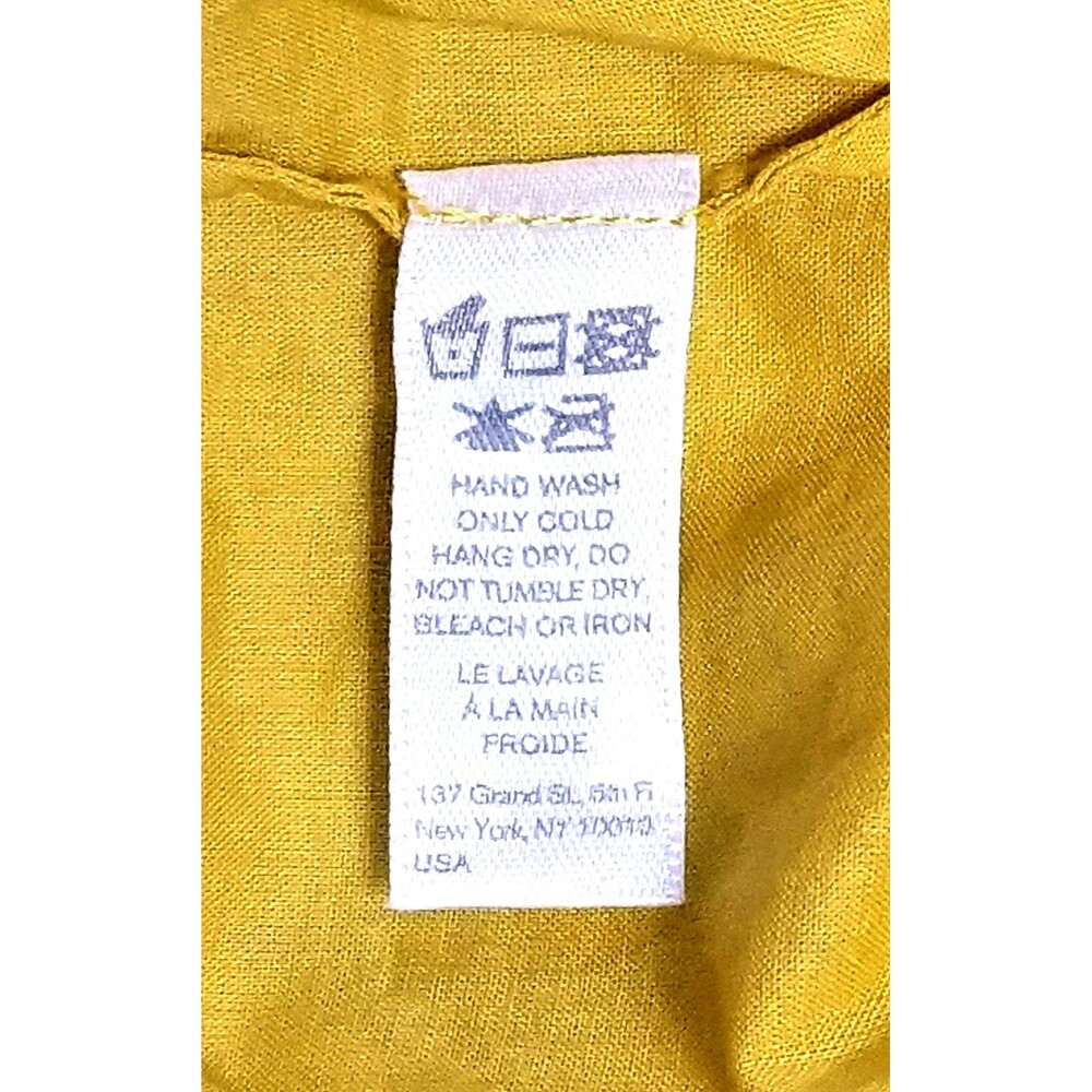 ARAKS Golden Yellow Top Collared Cotton Button Front Necktie Cap Sleeve XL 14 16 - Picture 7 of 7